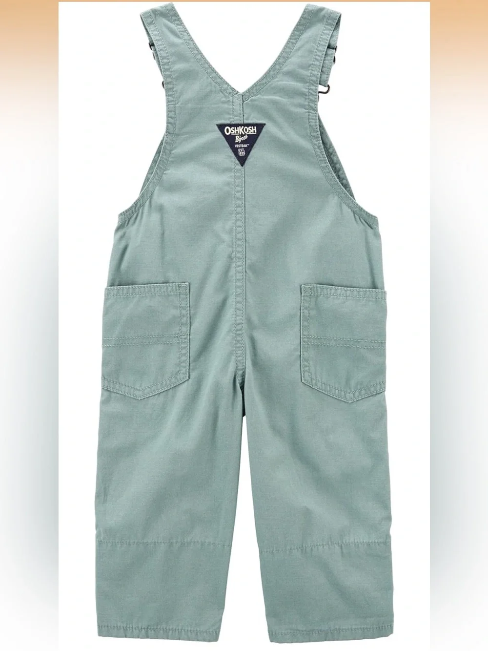 OshKosh B’Gosh Light Olive Green Overalls Plaid Interior Size 5T
